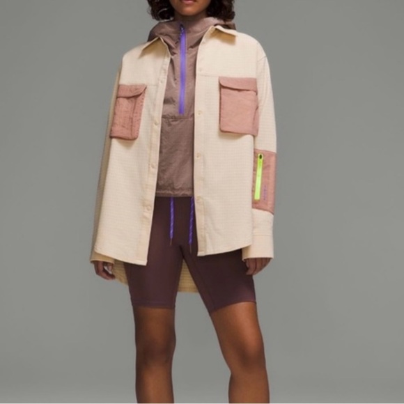 Lululemon Grid Fleece Hiking OverShirt SZ 4 Prosecco/Pink Clay Granola Girl NWT - Picture 1 of 12
